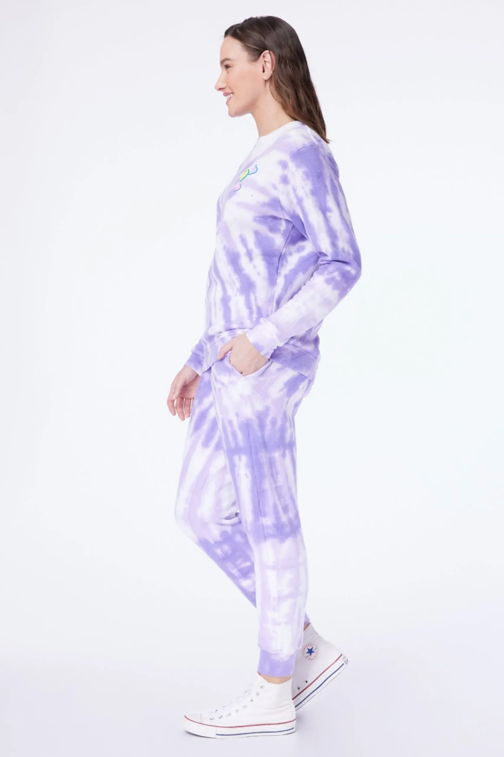 Women Roller Rabbit Tops | Heart Tie Dye Crewneck
