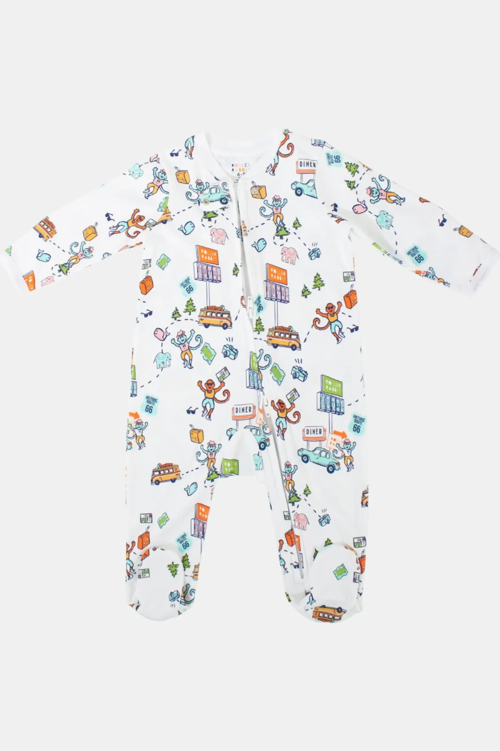 Baby Roller Rabbit Pajamas | Infant On The Road Zipper Footie
